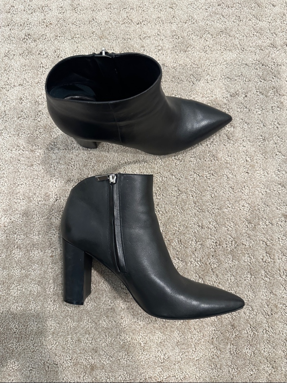 Marc Fisher Black Pointed Toe Block Heel Ankle Boots